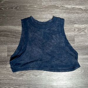 All Yours Cropped Muscle Tank in Navy Cloud Wash Size 4